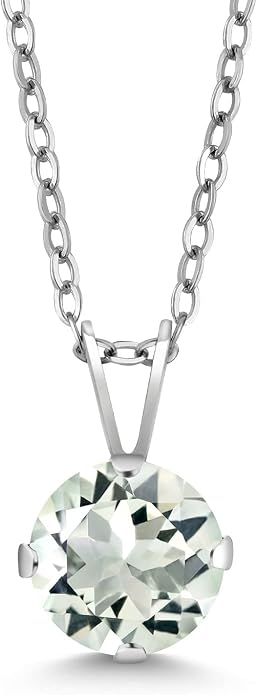 Gem Stone King 7MM Round Gemstone Birthstone Pendant Necklace For Women | 925 Sterling Silver | With 18 Inch Silver Chain | Fine Jewelry Gifts for Women Her Mom Wife