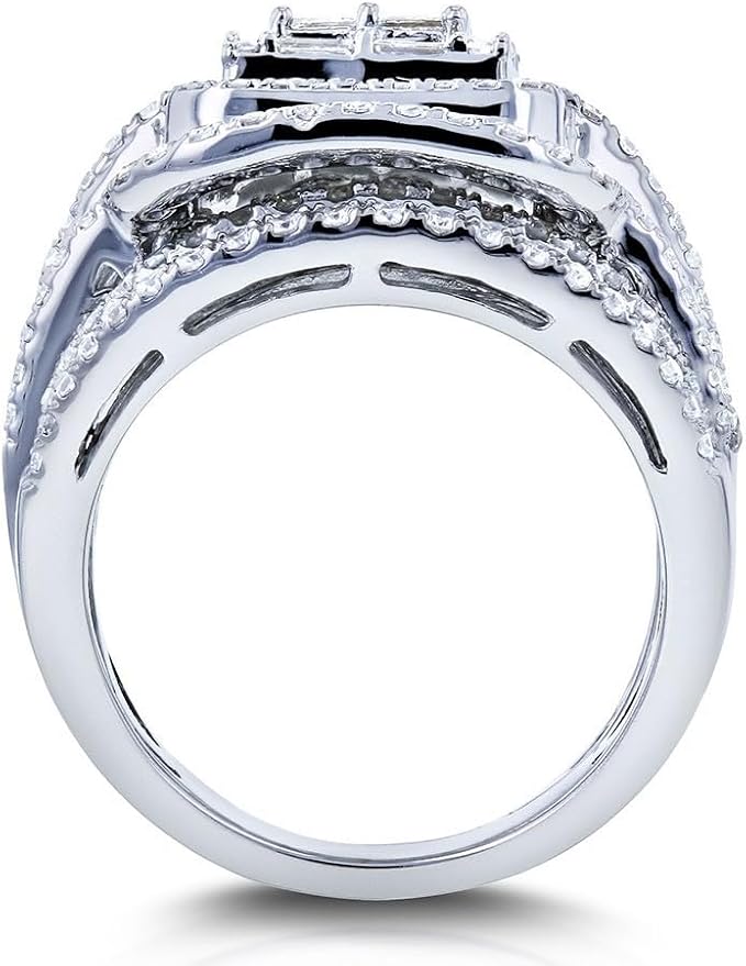 925 Sterling Silver Shiny Full Diamond Gemstone Ring 18K Gold Cubic Zirconia Promise Rings CZ Diamond Multi Row Ring Eternity Engagement Wedding Band Ring Sets Z.41 (US Code 11)