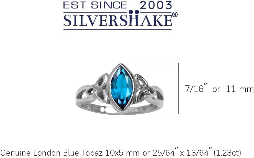 Silvershake Genuine Gemstone 925 Sterling Silver Triquetra Celtic Knot Solitaire Ring