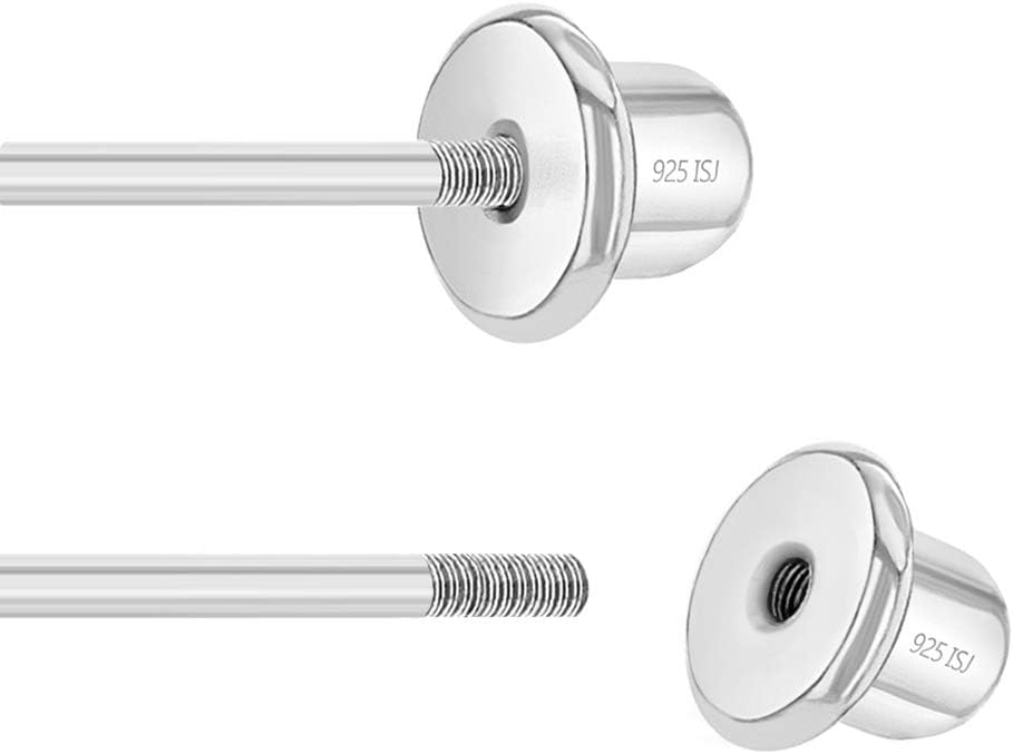 925 Sterling Silver 4mm Bezel Cubic Zirconia Toddler Girls Safety Screw Back Earrings - Locking Back Stud Earrings for Babies to Children - Lightweight and Hypoallergenic Safe for Kids