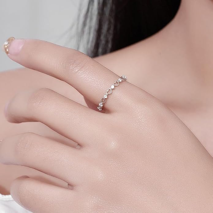 925 Sterling Silver Dainty Daisy Butterfly Paw Heart Eternity Rings Blue Flower Finger Rings for Women Stacking Promise Rings Gift Jewelry