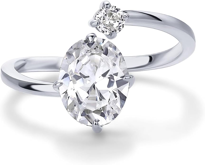 PAVOI 14K Yellow Plated Toi Et Moi 3CT Cushion Cut Cubic Zirconia Stone Wraparound Engagement Promise Ring for Women - Statement Ring