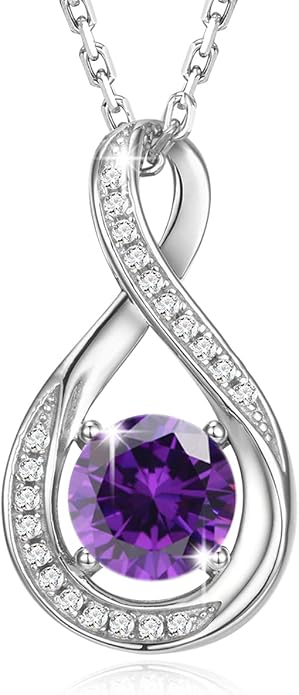 925 Sterling Silver Birthstone Necklace for Women Infinity Necklaces Birthday Anniversary Fine Jewelry Gifts for Mother Women, Adjustable Chain