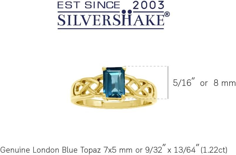 Silvershake 7X5mm Octagon Shape Birthstone Gemstone White Gold Plated or Yellow Gold Plated 925 Sterling Silver Scroll/Filigree Celtic Knot Solitaire Ring Jewelry for Women