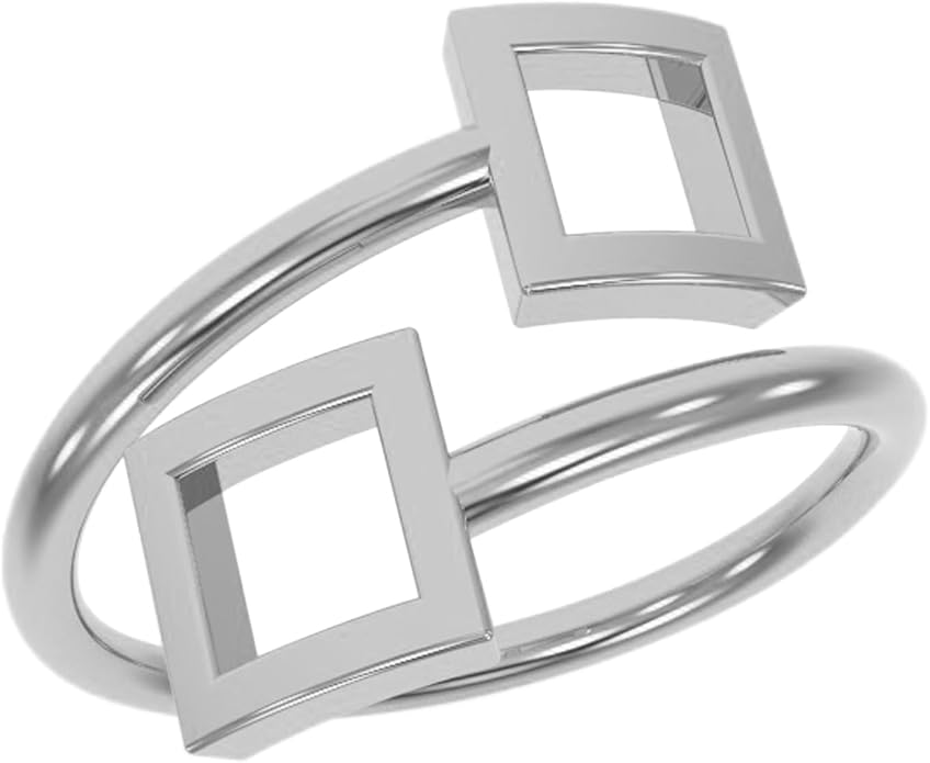 18k Gold Plated Simple Minimalist Square Adjustable Stackable Halo Ring Band for Women Valentines Day Gifts for Her Comes with a Gift Box