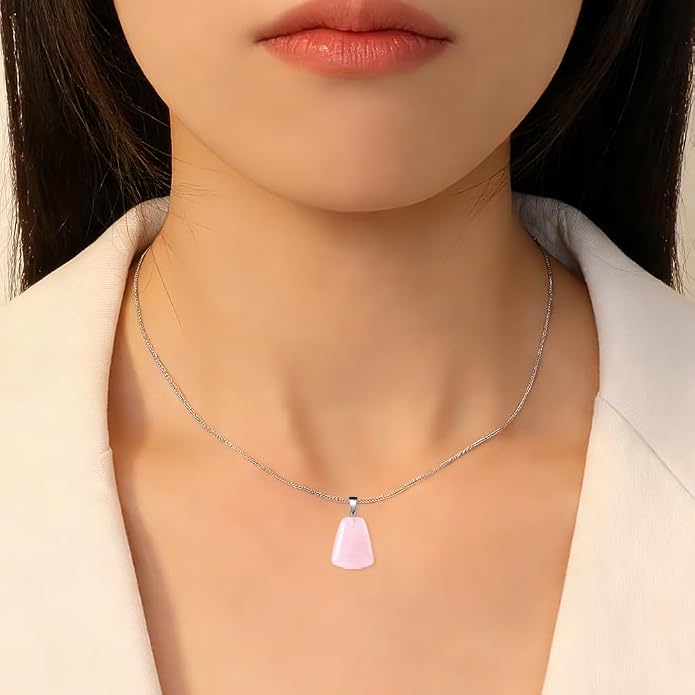 iSTONE 925 Sterling Silver Natural Crytral for Womens Pendant Necklace, Gemstone Birthstone with 17.8" Silver Chain Ladies