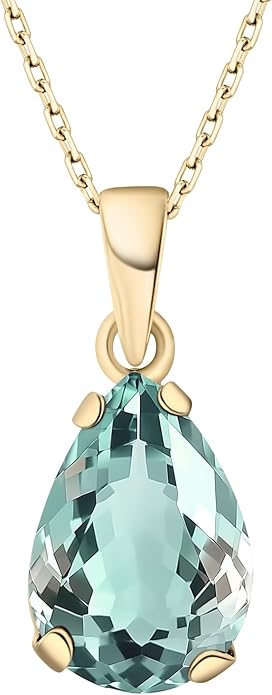 14K Gold Plated Gemstone Necklace for Women - Birthestone Teardrop Necklace - Gold Jewelry for Women - Dainty Gold Necklace - Everyday Necklaces - Gold Necklaces for Women