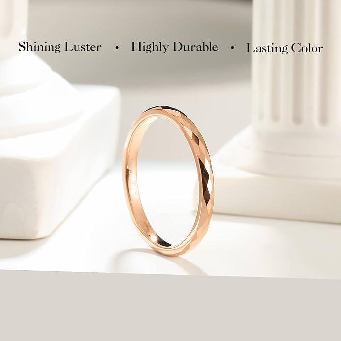 King Will Tungsten Carbide Wedding Ring for Men Women Promise Ring for Couple 2mm/4mm/6mm Black/Silver/Gold/Rose Gold Multi-faceted Shining Luster High Polished Wedding Band Comfort Fit
