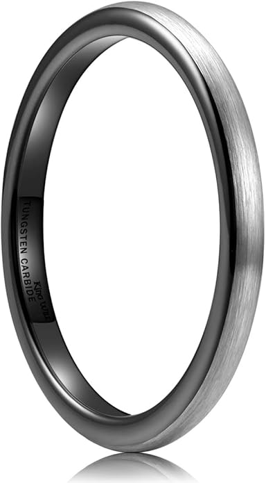 King Will Wedding Band for Men Women, 2/4/6/7/8mm Domed Matte Brushed Tungsten Carbide Rings, Solid/Dual Color Engagement Rings, Comfort Fit