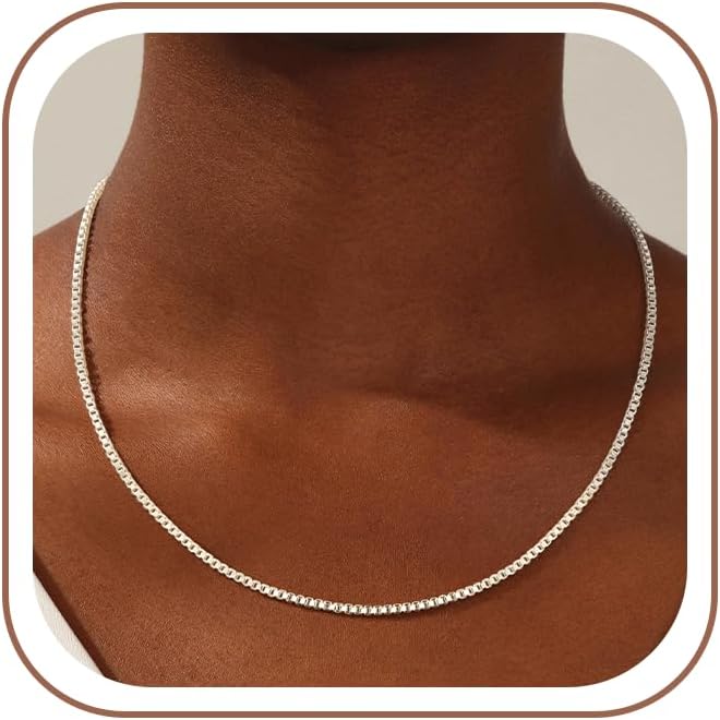 925 Sterling Silver Box Chain Necklace for Women - 1mm/1.5mm/2mm Italian Chains Jewelry Gifts for Women Mom Girlfriend 16 18 20 22 Inch