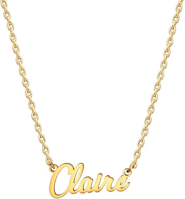 MOMOL 18K Gold Plated Stainless Steel Name Necklace Personalized Custom Name Necklace Customized Nameplate Necklace for women