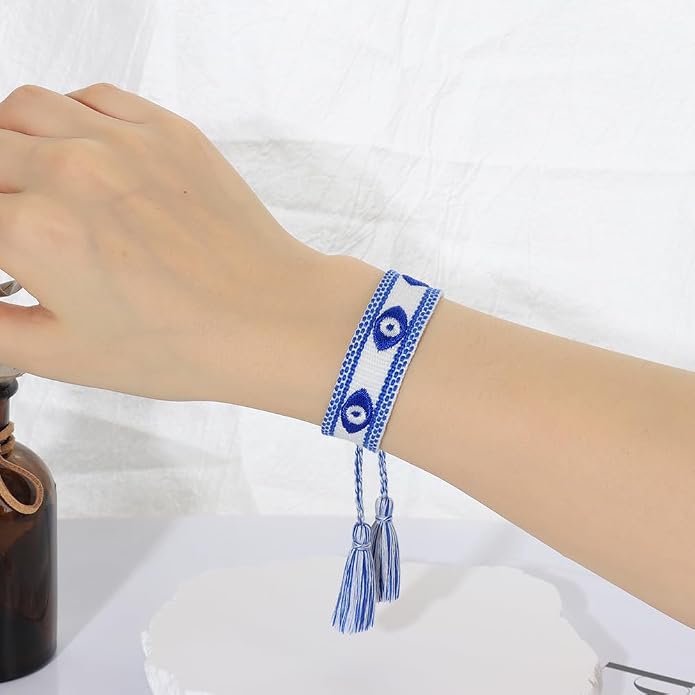 Evil Eye Woven Lover Friendship Bracelets Handmade Adjustable Tassel Friend Gift for Women An Elegant Talisman of Protection and Good Fortune
