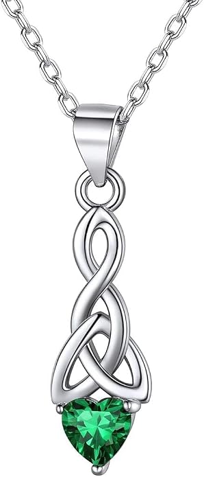 ChicSilver Bow and Cat Birthstone Necklace, 925 Sterling Silver Pendant Necklaces for Women, Hypoallergenic Silver Choker with 16 inch Rolo Chain, 12 Months Jewelry for Valentines Mothers Day Christmas