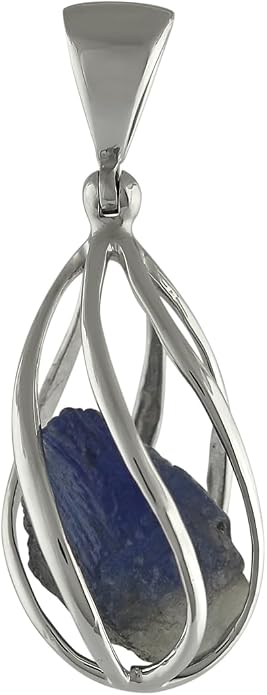 Starborn Gemstone teardrop Style Cage Pendant Sterling Silver