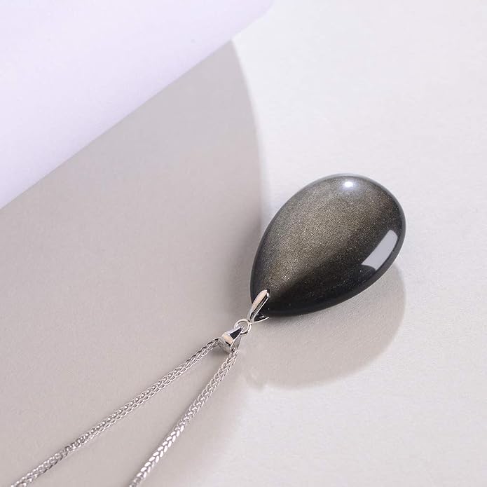 iSTONE 925 Sterling Silver Natural Crytral for Womens Pendant Necklace, Gemstone Birthstone with 17.8" Silver Chain Ladies