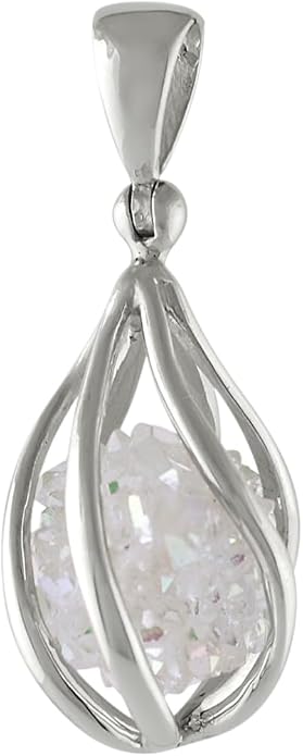 Starborn Gemstone teardrop Style Cage Pendant Sterling Silver