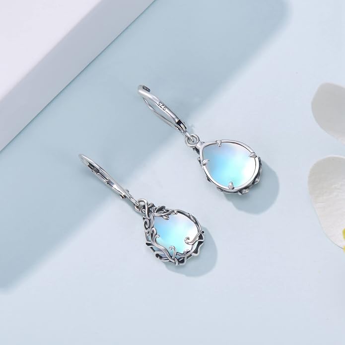 Butterfly/Fan/Mermaid Tail/Dragonfly/Celtic/Moonstone/Black Onyx/Moss Agate Teardrop Drop Dangle Earrings Jewelry Gifts for Women Mom Wife