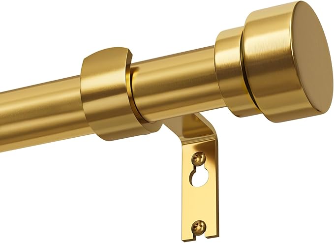 Lootkell Gold Curtain Rods for Windows 66 to 120 Adjustable Modern Curtain Rod 1 inch Diameter Heavy Duty with Solid Metal Finials for Living Room Bedroom Farmhouse Outdoor Patio