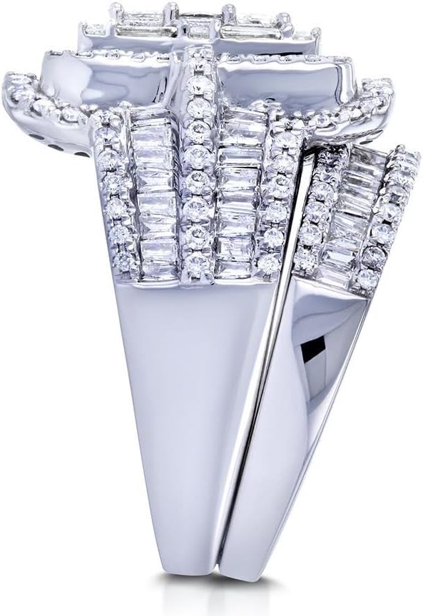925 Sterling Silver Shiny Full Diamond Gemstone Ring 18K Gold Cubic Zirconia Promise Rings CZ Diamond Multi Row Ring Eternity Engagement Wedding Band Ring Sets Z.41 (US Code 11)