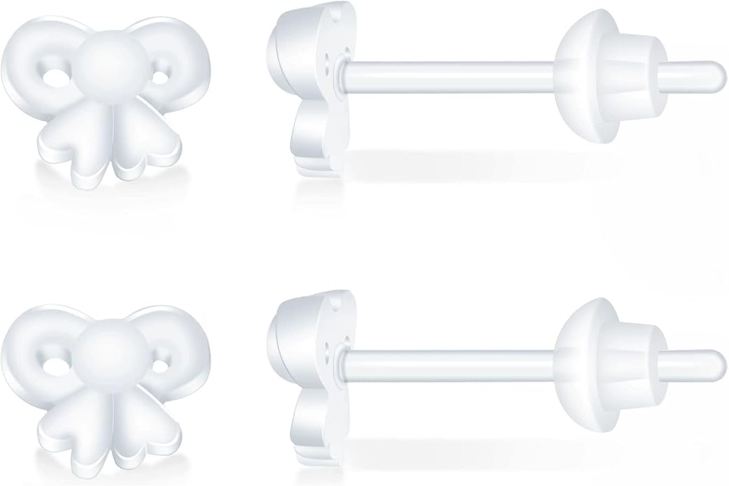 6 Pairs Invisible Plastic Post Earrings For Sensitive Ears - Clear, Sports & Work