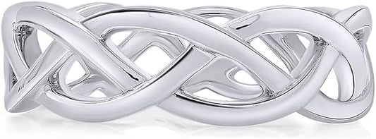 AFFY Celtic Knot Eternity Wedding Band Ring for Women, 14K Gold Plated 925 Sterling Silver, Engagement Promise Ring, Unique Celtic Jewelry Gift