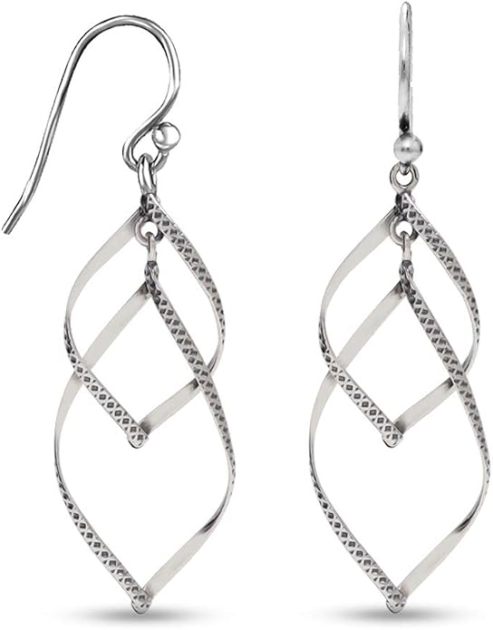 Charmsy 925 Sterling Silver Double Twisted Infinity Dangle Earrings for Women | Linear Marquise Large Loops Classic Infinity Drop Dangle Earrings