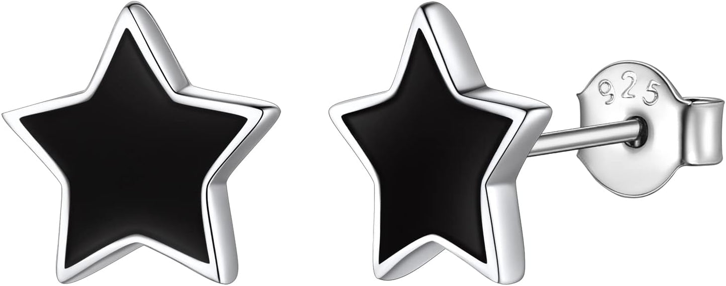 FindChic Hypoallergenic Sterling Silver Small Bar/Heart/Dot/Triangle/Butterfly/Lightning Studs Earrings Minimalist Geometric Jewelry Valentine Gifts for Women Men Girls, with Gift Box