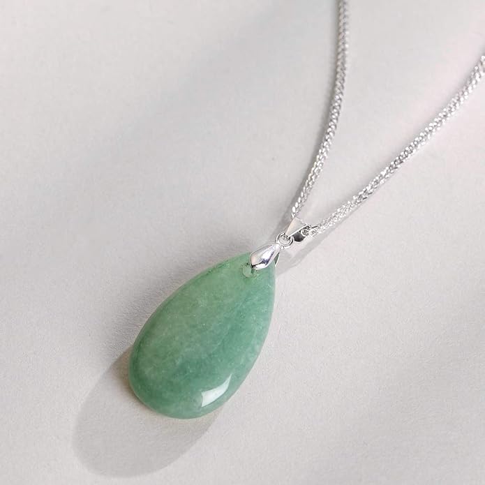 iSTONE 925 Sterling Silver Natural Crytral for Womens Pendant Necklace, Gemstone Birthstone with 17.8" Silver Chain Ladies