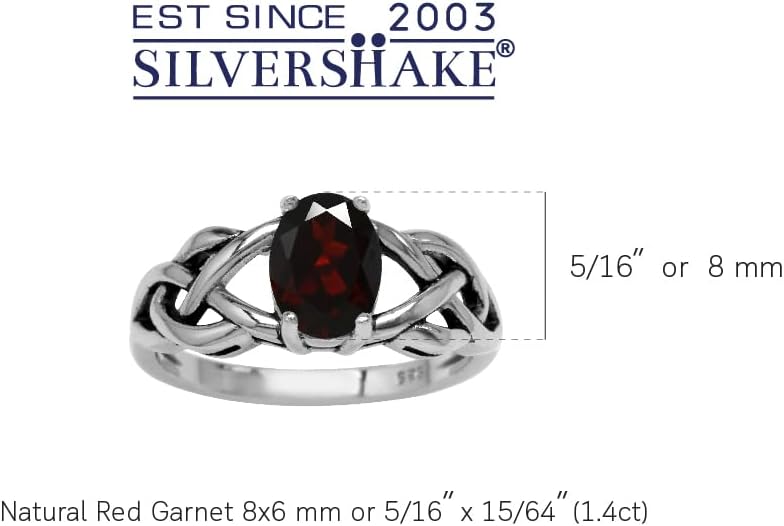 Silvershake 8X6mm Oval Shape Birthstone Gemstone Antique Finishing or Yellow Gold Plated 925 Sterling Silver Celtic Knot Weave Solitaire Ring Jewelry for Women