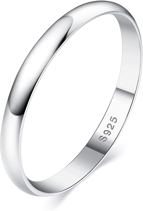 MILACOLATO 925 Sterling Silver Ring for Women Men High Polished Plain Stackable Thumb Rings Tarnish Resistant Wedding Band Ring Comfort Fit Size 4 to 12, 1mm 2mm 3mm 4mm 5mm 6mm