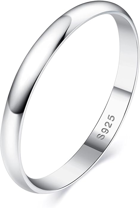 MILACOLATO 925 Sterling Silver Ring for Women Men High Polished Plain Stackable Thumb Rings Tarnish Resistant Wedding Band Ring Comfort Fit Size 4 to 12, 1mm 2mm 3mm 4mm 5mm 6mm