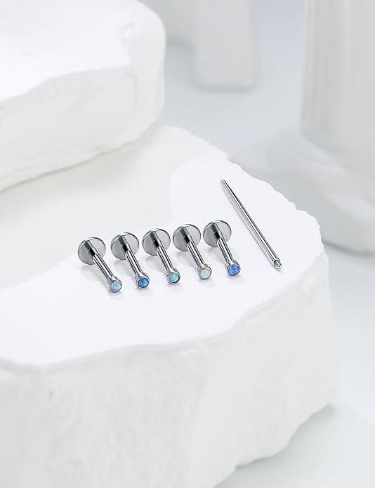20G 18G 16G Astm F136 Titanium Internal Thread Flat Back Earrings Nose Studs Tragus Helix Conch Cartilage Lobe Earrings Medusa Labret Snake Bite Monroe Lip Ring Piercing Jewelry For Women Men