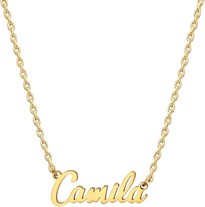 MOMOL 18K Gold Plated Stainless Steel Name Necklace Personalized Custom Name Necklace Customized Nameplate Necklace for women
