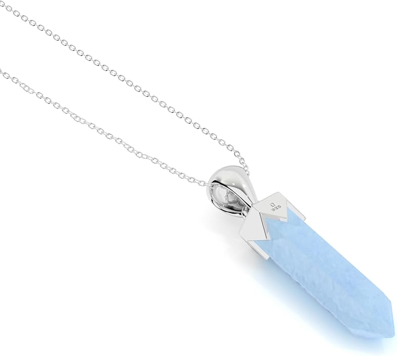 Hexagonal Shape Natural Gemstone Pendant Necklace for Women, Birthstone Jewelry Gifts for Her Birthday, Anniversary, Graduation (15x3.5mm, Bezel-Set)