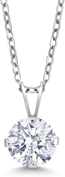 Gem Stone King 7MM Round Gemstone Birthstone Pendant Necklace For Women | 925 Sterling Silver | With 18 Inch Silver Chain | Fine Jewelry Gifts for Women Her Mom Wife