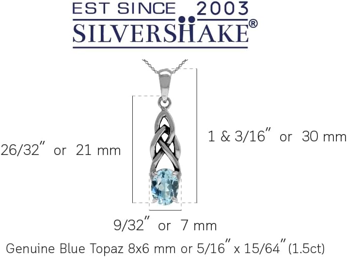 Silvershake 8X6mm Oval Shape Birthstone Gemstone Antique Finishing or Yellow Gold Plated 925 Sterling Silver Celtic Knot Weave Solitaire Pendant or Pendant with 18 Inch Chain Necklace Jewelry for Women