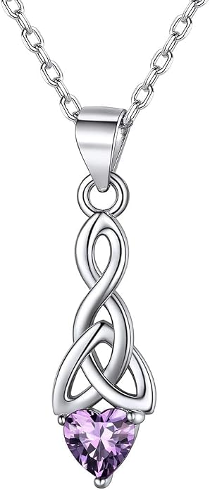 ChicSilver Bow and Cat Birthstone Necklace, 925 Sterling Silver Pendant Necklaces for Women, Hypoallergenic Silver Choker with 16 inch Rolo Chain, 12 Months Jewelry for Valentines Mothers Day Christmas