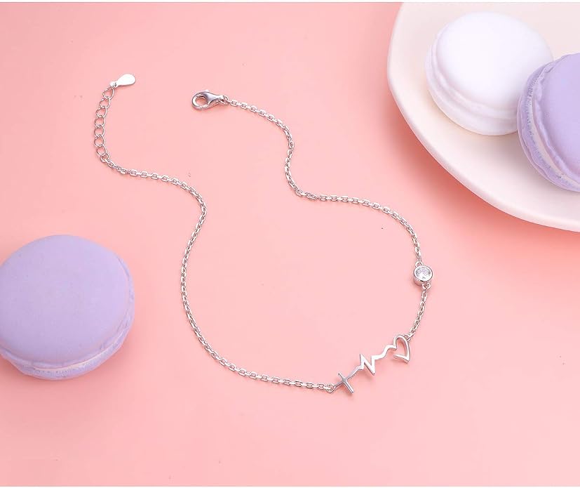 FLYOW S925 Sterling Silver Anklet for Women Summer Boho Beach Charm Adjustable Foot Ankle Bracelet Jewelry Birthday Gift