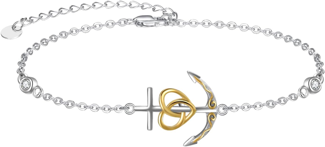 Palpitate Anchor Anklet Bracelets for Women Anklet Nautical 925 Sterling Silver Anchor Jewelry Gifts for Women Sailor Adjustable Chain