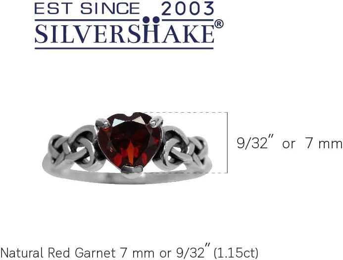 Silvershake 7MM Heart Shape 925 Sterling Silver Celtic Heart Knot Filigree Solitaire Promise Ring Jewelry for Women