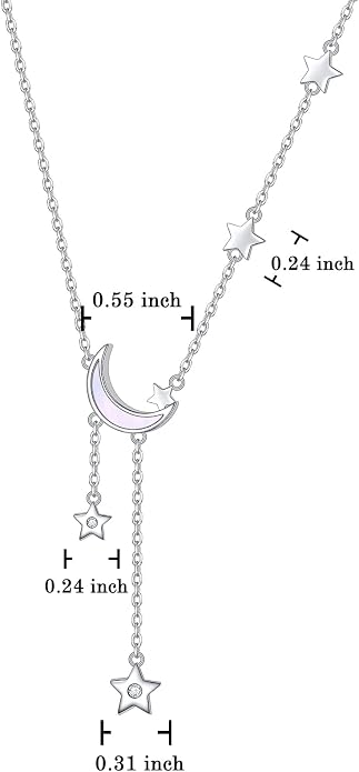 Ladytree 925 Sterling Silver Jewelry Crescent Moon and Star Pendant Necklace