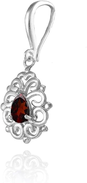 Sterling Silver Genuine, Simulated, or Created Gemstone 6x4mm Teardrop Filigree Dainty Dangle Earrings