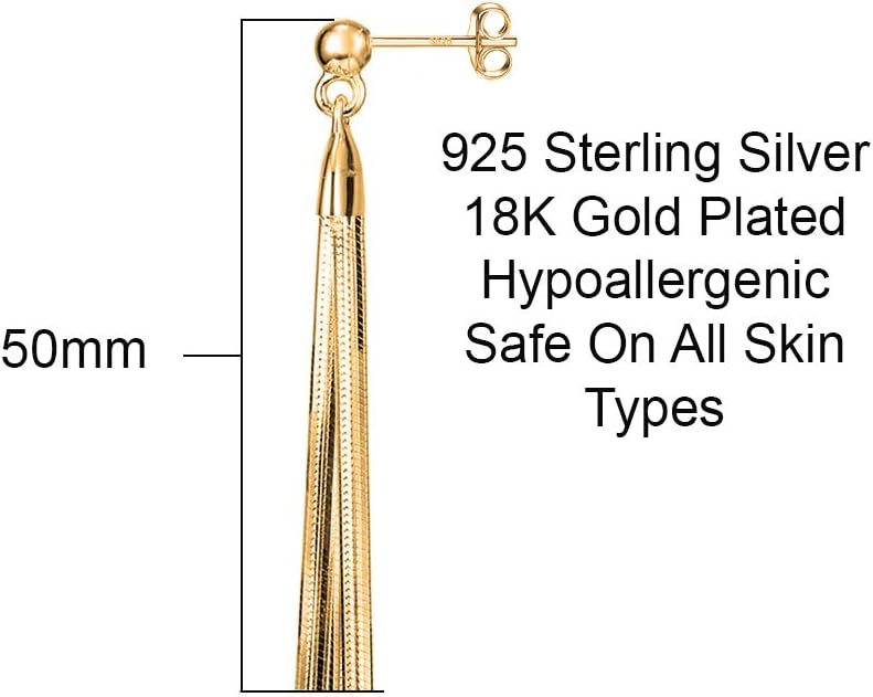 Savlano 925 Sterling Silver 18k Gold Plated Dangle Drop Tassel Stud Earrings For Women and Teens Comes In White Gold, Yellow Gold & Rose Gold Colors Comes With Savlano Gift Box