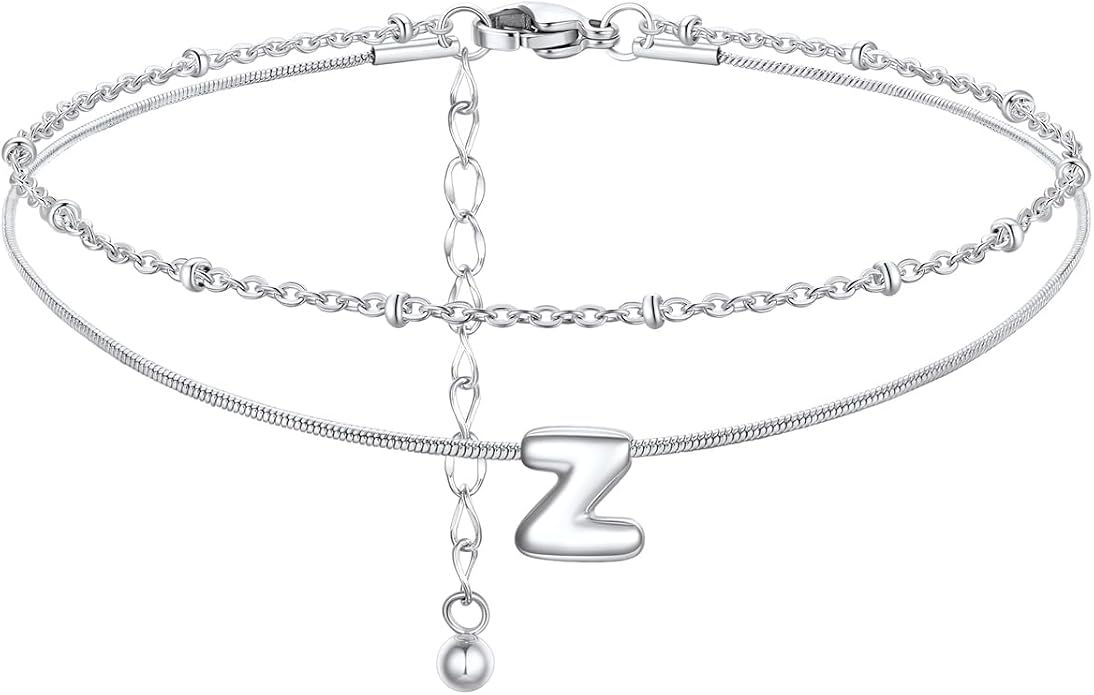 ChainsProMax Initial Ankle Bracelets for Women, Waterproof Anklets Bracelet Adjustable Summer Beach Women Foot Jewelry, Stainless Steel/Gold Plated-Send Gift Box/Letter A-Z