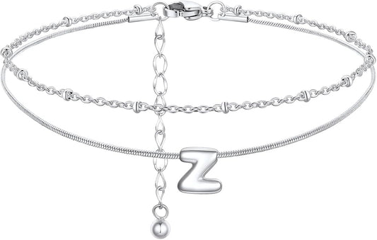 ChainsProMax Initial Ankle Bracelets for Women, Waterproof Anklets Bracelet Adjustable Summer Beach Women Foot Jewelry, Stainless Steel/Gold Plated-Send Gift Box/Letter A-Z