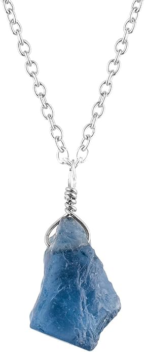 Raw Gemstone Dainty Pendant Necklace for Women, Trendy Healing Chakra Crystal, Birthstone Handmade 925 Sterling Silver Adjustable 18 inch Chain Jewelry, Birthday Gifts