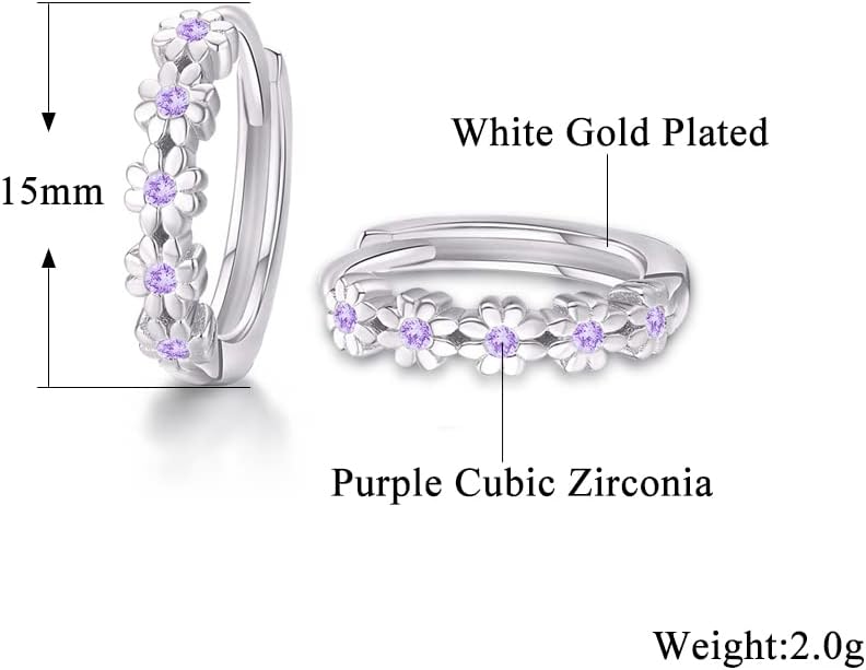 CiNily Small Hoop Earrings for Women Girls Flower Cubic Zirconia Huggie Earrings Hypoallergenic 14K Yellow Gold Plated Cartilage Earrings