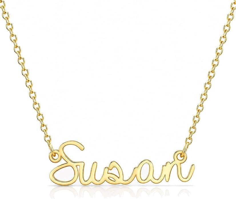 MOMOL 18K Gold Plated Stainless Steel Name Necklace Personalized Custom Name Necklace Customized Nameplate Necklace for women