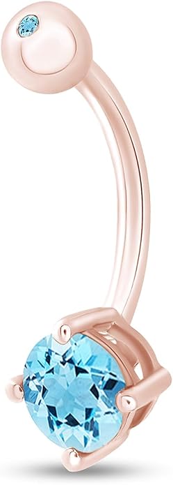 AFFY Round Shape Body Piercing Curved Barbells, Floating Navel Belly Piercing Button Premium Surgical Steel Ring in 14K Gold Over Sterling Silver