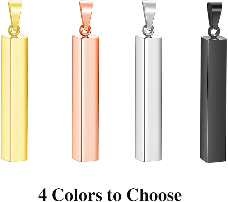 Personalized 3D Vertical Bar Necklace, Custom Necklace Engraved with Any Name Pendant Jewelry Mothers Day Gift